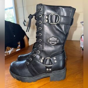Harley-Davidson Black Leather Harness Combat Boots Women’s 6.5 NWT